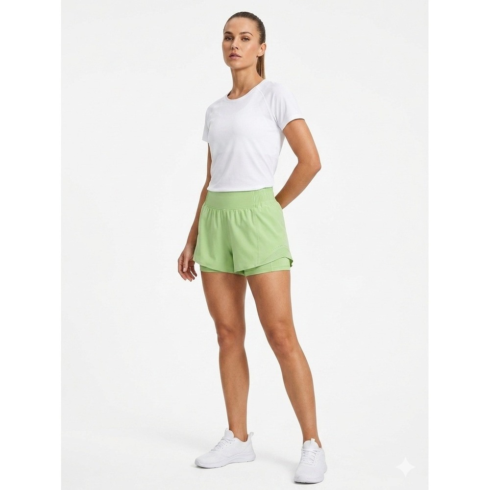 Lululemon Find Your Pace High Rise Shorts Lime Green Size 6 LW7BVYT